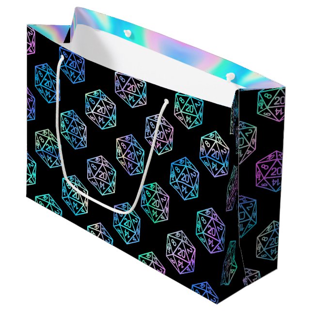 RPG Dice | Holo Old School Tabletop Role Player Large Gift Bag (Front Angled)