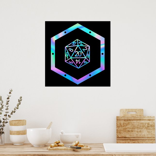 RPG Dice | Holo Old School Tabletop Role Player Poster (Kitchen)