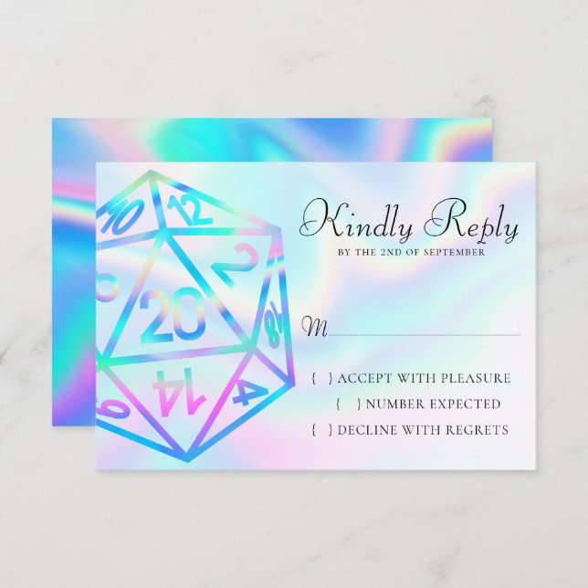 RPG Dice | Holo Old School Tabletop Role Player RSVP Card (Front/Back)