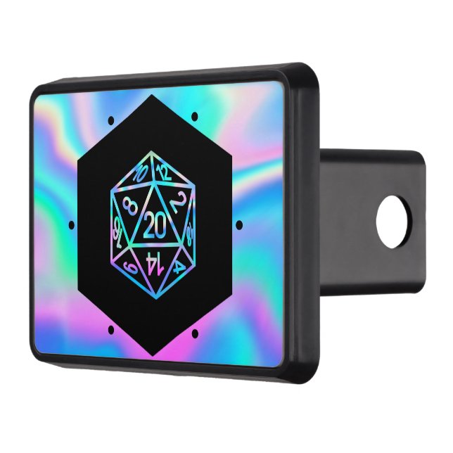 RPG Dice | Holo Old School Tabletop Role Player Trailer Hitch Cover (Left)