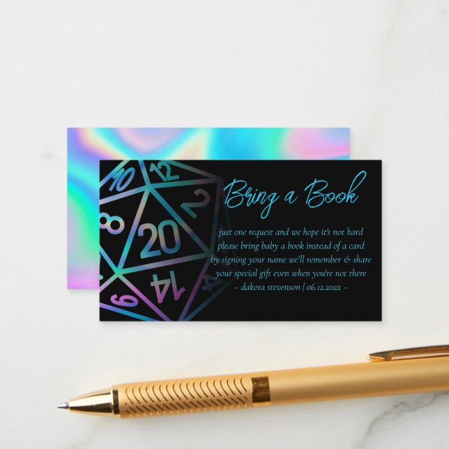 RPG Dice | Holo Tabletop Role Player Book Request Enclosure Card (Front/Back In Situ)