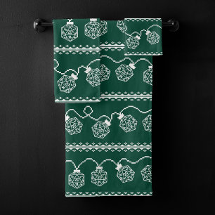 RPG Dice Lights   Green Retro Tabletop Role Player Bath Towel Set