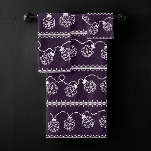 RPG Dice Lights   Purple PnP Tabletop Role Player Bath Towel Set