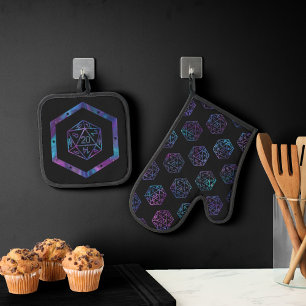 RPG Dice   Nebula Fantasy Retro Tabletop PnP Gamer Oven Mitt & Pot Holder Set