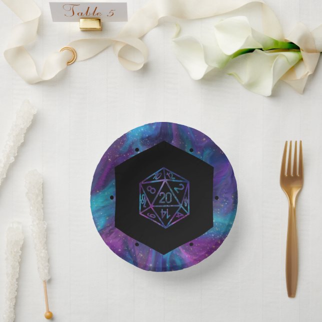 RPG Dice | Nebula Fantasy Retro Tabletop PnP Gamer Paper Plate (Wedding)