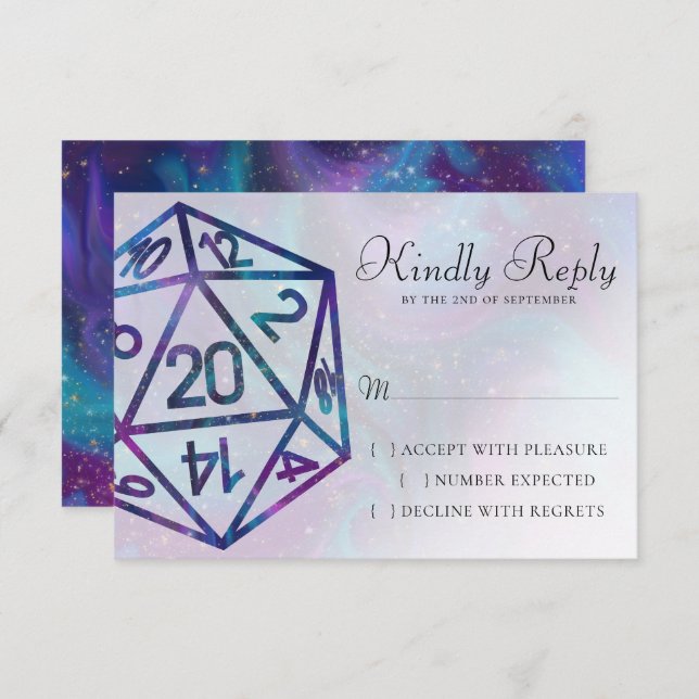 RPG Dice | Nebula Fantasy Retro Tabletop PnP Gamer RSVP Card (Front/Back)