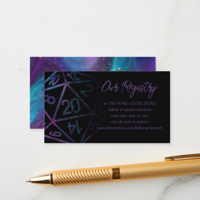 RPG Dice | Nebula Fantasy Tabletop Gamer Registry Enclosure Card (Front/Back In Situ)