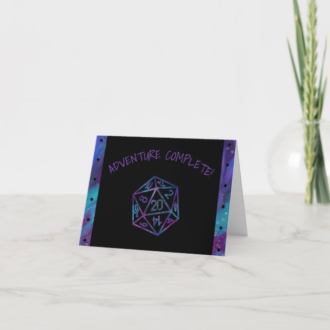 RPG Dice | Nebula Fantasy Tabletop PnP Gamer Photo Thank You Card (Front)