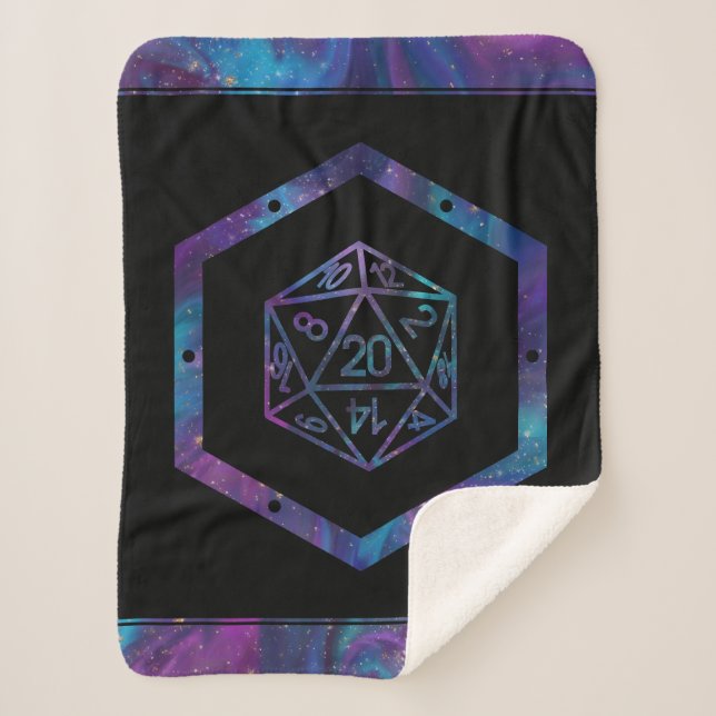 RPG Dice | Nebula Old School Tabletop Role Player Sherpa Blanket (Front)