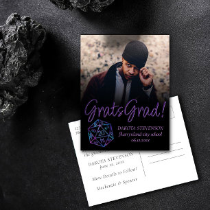 RPG Dice   Nebula Tabletop Retro Gamer Graduation Announcement Postcard