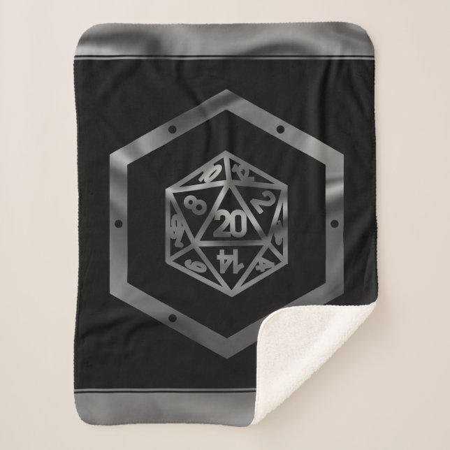 RPG Dice | Purple Old School Tabletop Role Player Sherpa Blanket (Front)