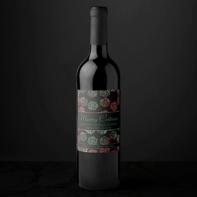 RPG Dice | Red and Green Tabletop PnP Roleplayer Wine Label (Creator Uploaded)