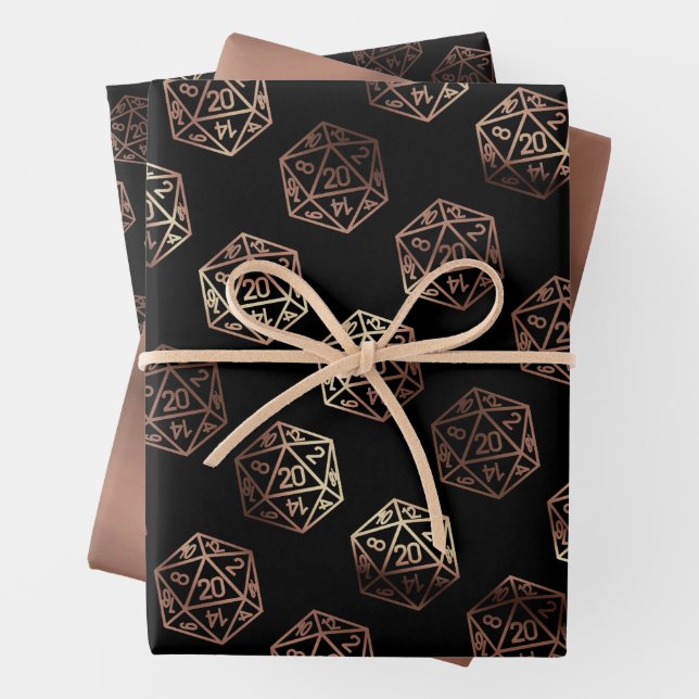RPG Dice | Red Old School Tabletop Role Player Wrapping Paper Sheet (In situ)