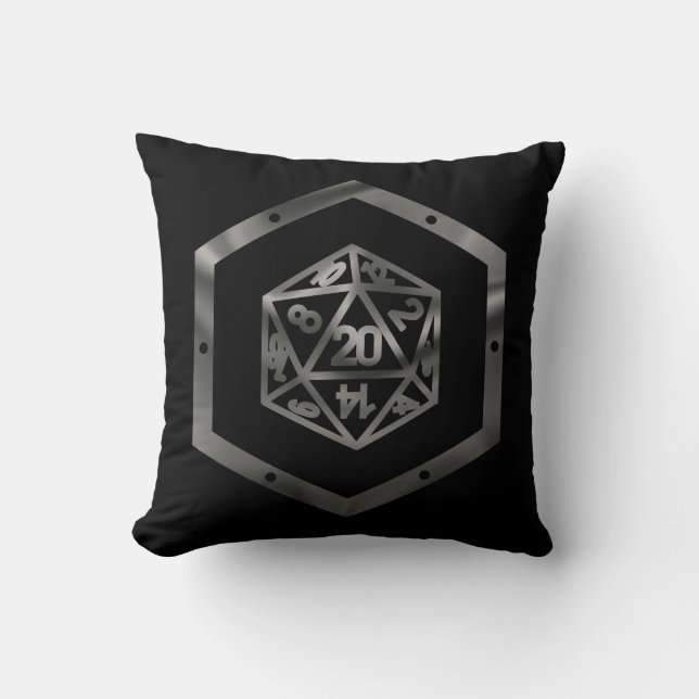 RPG Dice | Retro Old School Tabletop Role Player Throw Pillow (Front)