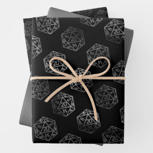 RPG Dice   Retro Old School Tabletop Roleplayer Wrapping Paper Sheet