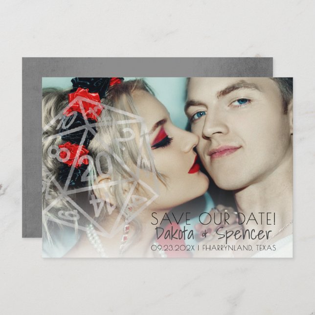 RPG Dice | Retro Tabletop PnP Role Player Photo Save The Date (Front/Back)