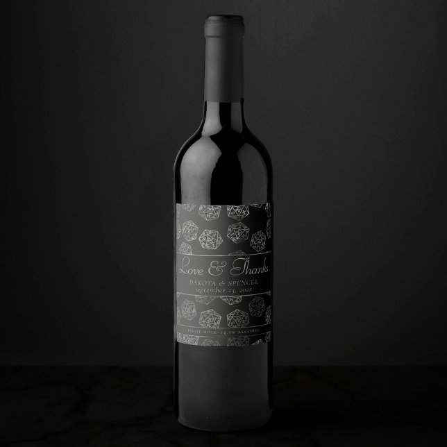 RPG Dice | Retro Tabletop PnP Roleplayer Thank You Wine Label (Creator Uploaded)