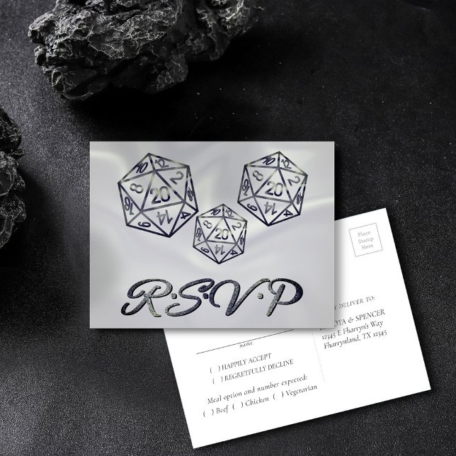 RPG Dice | Retro Tabletop Role Player Entree RSVP Invitation Postcard (Creator Uploaded)