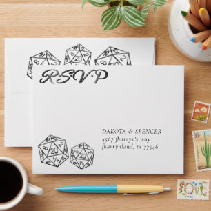 RPG Dice   Retro Tabletop Role Player RSVP Address Envelope