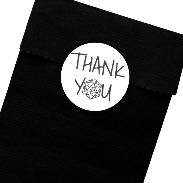 RPG Dice | Retro Tabletop Role Player Thank You Classic Round Sticker (Creator Uploaded)