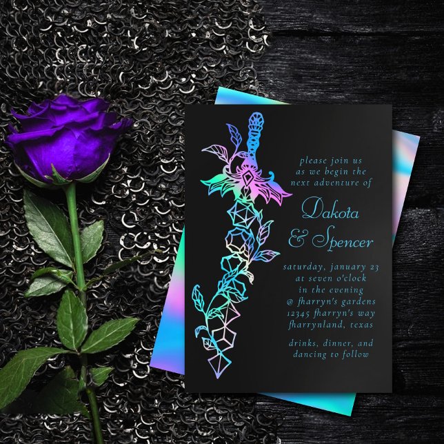 RPG Dice Sword | Holo Retro Tabletop Role Player Invitation (Creator Uploaded)