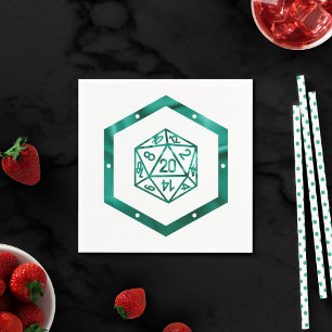RPG Dice   Teal Green Retro Tabletop Roleplayer Napkin