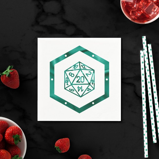 RPG Dice | Teal Green Retro Tabletop Roleplayer Napkin (Creator Uploaded)