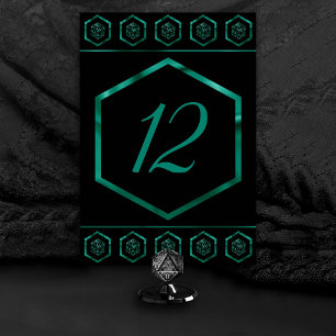 RPG Dice   Teal Green Retro Tabletop Roleplayer Table Number