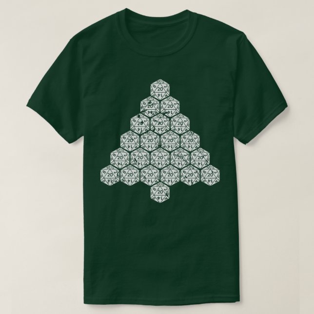 RPG Dice Tree Xmas Roleplaying T-Shirt (Design Front)