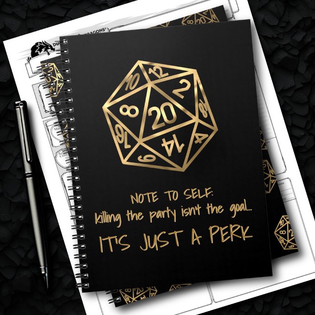 RPG DM Humour | Gold Killing the Party is a Perk Notebook (Creator Uploaded)