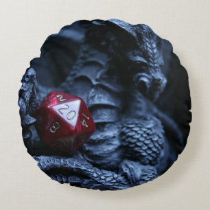 RPG Dragon d20 Round Pillow