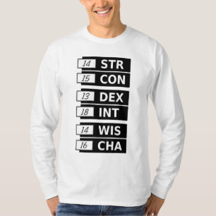 RPG Fantasy Ability Scores STR CON DEX INT WIS CHA T-Shirt