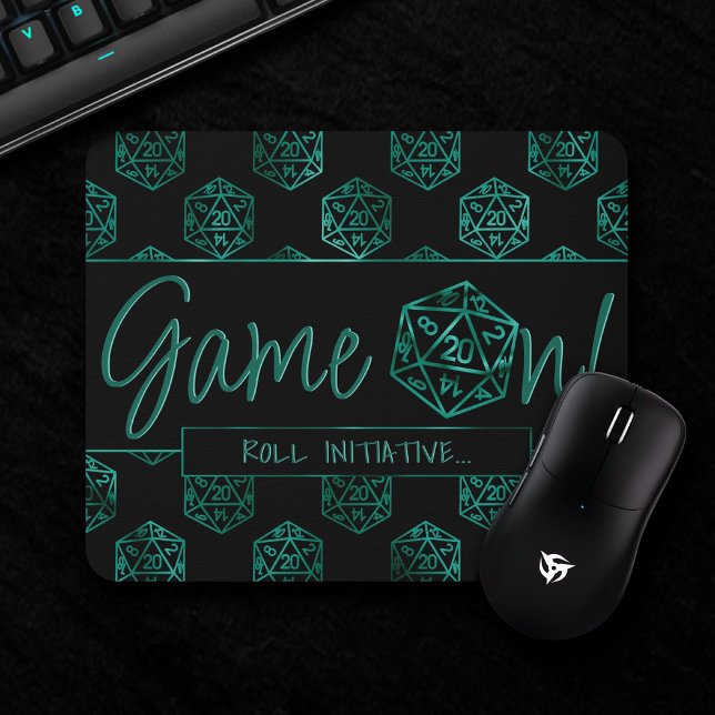 RPG Game On | Emerald Fantasy Tabletop Retro Gamer Mouse Pad (Creator Uploaded)