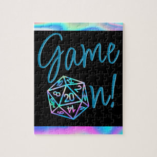 RPG Game On   Holo Retro Tabletop Role Player Dice Jigsaw Puzzle