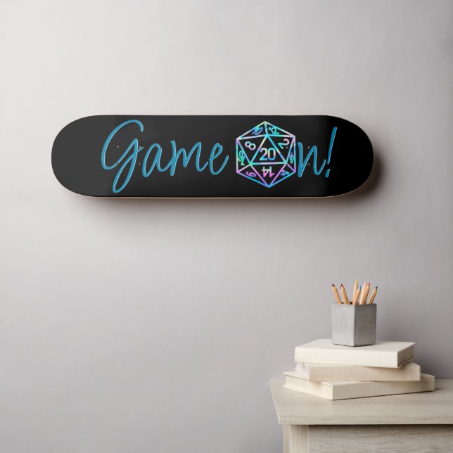 RPG Game On | Holo Retro Tabletop Role Player Dice Skateboard (Wall Art (Horz))