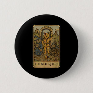 Rpg Gamer Cats Funny Side Quest Tarot Card Nerdy M 2 Inch Round Button
