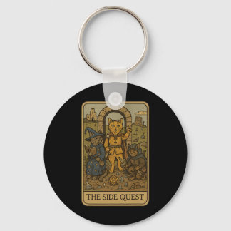 Rpg Gamer Cats Funny Side Quest Tarot Card Nerdy M Keychain