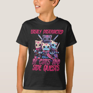 Rpg Gamer Cats Side Quest Distracted Nerdy Tableto T-Shirt