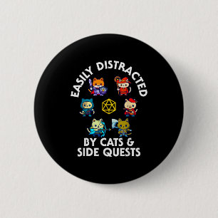 Rpg Gamer Cats Side Quest Funny Nerd Adhd Cat Men  2 Inch Round Button