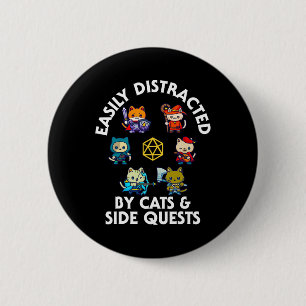 Rpg Gamer Cats Side Quest Funny Nerd Adhd Cat Men  2 Inch Round Button