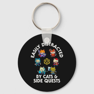 Rpg Gamer Cats Side Quest Funny Nerd Adhd Cat Men Keychain
