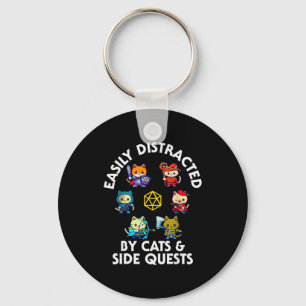 Rpg Gamer Cats Side Quest Funny Nerd Adhd Cat Men  Keychain