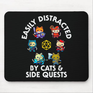 Rpg Gamer Cats Side Quest Funny Nerd Adhd Cat Men  Mouse Pad