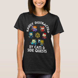 Rpg Gamer Cats Side Quest Funny Nerd Adhd Cat Men  T-Shirt