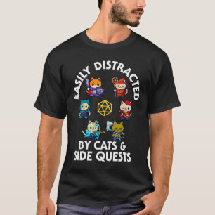 Rpg Gamer Cats Side Quest Funny Nerd Adhd Cat Men T-Shirt