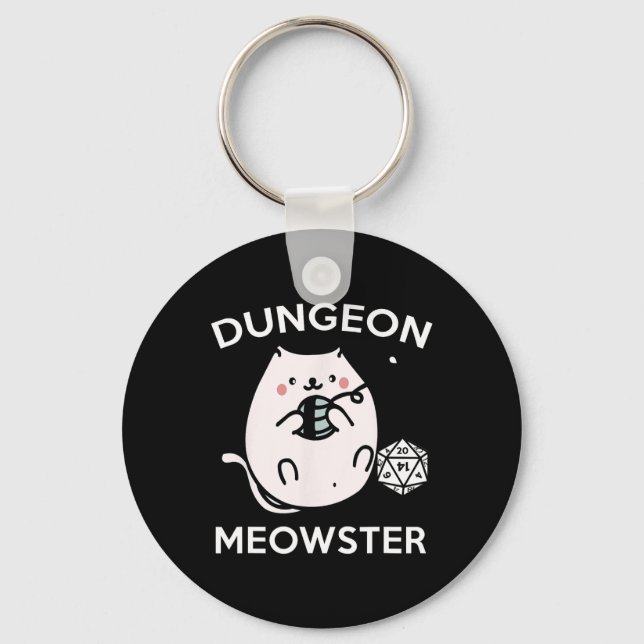 Rpg Gamer Cats Side Quest Funny Nerd D20 Dice Game Keychain (Front)