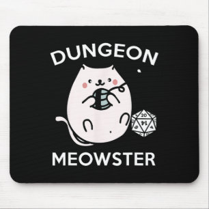 Rpg Gamer Cats Side Quest Funny Nerd D20 Dice Game Mouse Pad