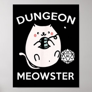 Rpg Gamer Cats Side Quest Funny Nerd D20 Dice Game Poster