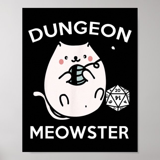 Rpg Gamer Cats Side Quest Funny Nerd D20 Dice Game Poster (Front)