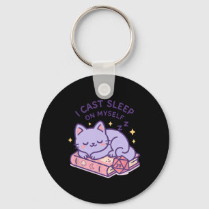 Rpg Gamer Nerdy Cat Sleeping D20 Dice For Cat Love Keychain